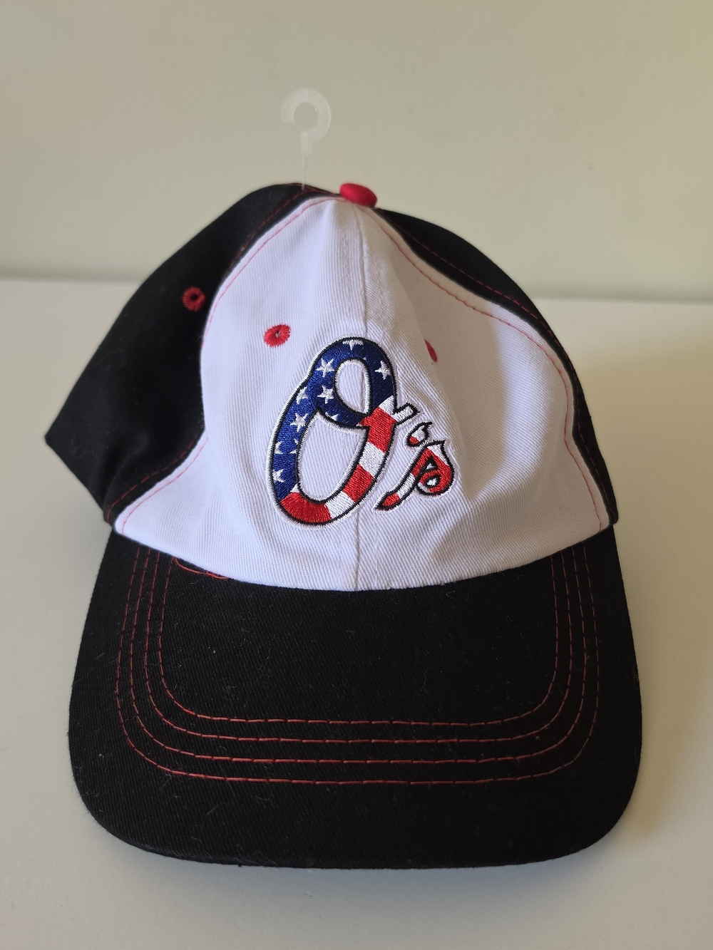 O's Black & White Baseball Cap with USA Flag